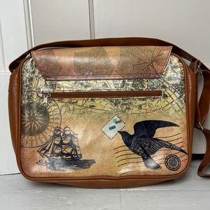 Unique printed faux leather satchel